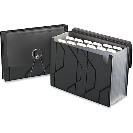 Pendaflex® Expanding File With Sliding Cover, 13 Pockets, Letter Size, Black