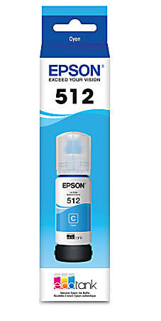 Epson® 512 EcoTank® High-Yield Cyan Ink Bottle, T512220-S