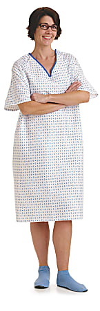Medline Overlap Back-Closure IV Patient Gowns, 54", Demure, Pack Of 12