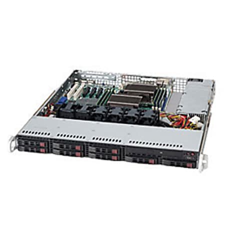 Supermicro SuperChassis 113TQ-563CB System Cabinet - Rack-mountable - Black - 1U - 8 x Bay - 4 x Fan(s) Installed - 1 x 560 W - EATX Motherboard Supported - 8 x External 2.5" Bay - 1x Slot(s)