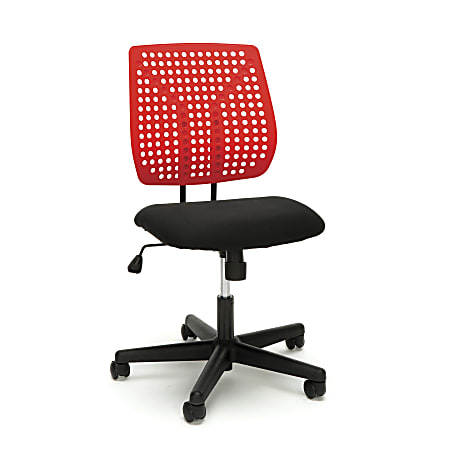 Essentials By OFM Plastic Mid-Back Task Chair, Red/Black