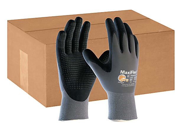 Bouton® MaxiFlex® Endurance™ Nitrile Gloves With MicroFoam Grip On Palm And Fingers, Large, Black/Gray, Pack Of 12 Pairs