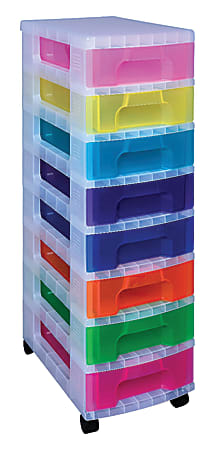 8-Drawer Resin Rolling Storage Cart in White and Clear