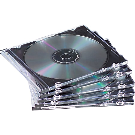 Fellowes Slim Jewels Cases - Jewel Case - Book Fold - Plastic - Black, Clear - 1 CD/DVD