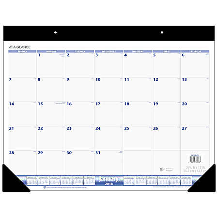 AT-A-GLANCE® Monthly Desk Pad Calendar, 17" x 22", Blue/Gray, January to December 2018 (CSK2200-18)