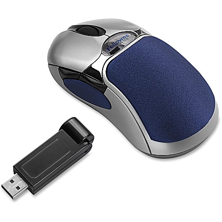 Fellowes® HD Precision Wireless 5-Button Optical Gel Mouse, Blue/Silver