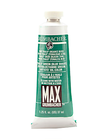 Grumbacher Max Water Miscible Oil Colors, 1.25 Oz, Thalo Green (Blue Shade), Pack Of 2
