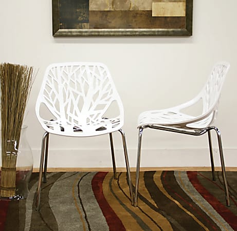 Baxton Studio Birch Sapling Stackable Chairs, White, Set