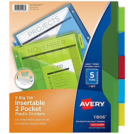 Avery® Dividers for 3 Ring Binders, 5-Tab Binder