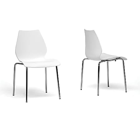 Baxton Studio Overlea Stackable Chairs, White, Set Of