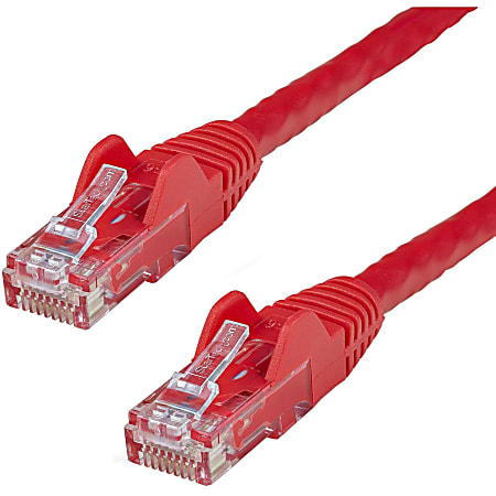 StarTech.com 12ft Red Cat6 Patch Cable with Snagless RJ45 Connectors - Cat6 Ethernet Cable - 12 ft Cat6 UTP Cable - 12 ft Category 6 Network Cable for Network Device, Workstation, Hub - First End: 1 x RJ-45 Male Network - Second End: 1 x RJ-45 Male