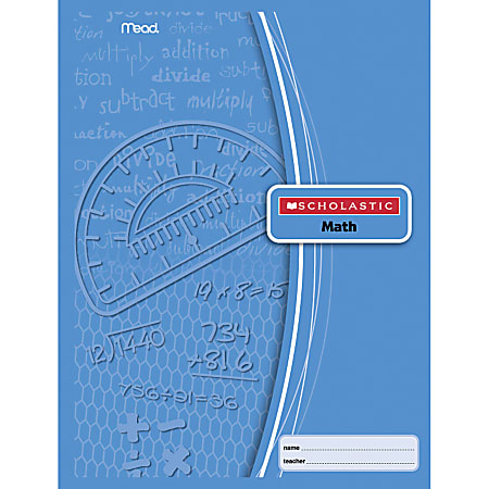 Mead® Scholastic Math Notebook, 8" x 10 1/2", Wide Ruled, 60 Sheets, Blue