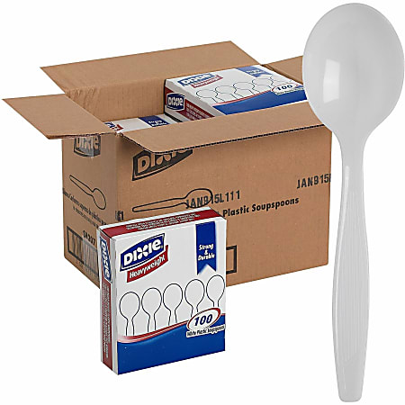 Dixie&reg; Heavyweight Utensils, Soup Spoons, White, Box Of 100