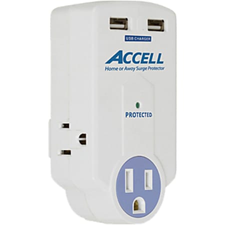 Home or Away Power Station - 3 Outlet Travel Surge Protector - 3, 2 x USB - 1800 VA - 612 J - 120 V AC Input - 120 V AC, 5 V DC Output