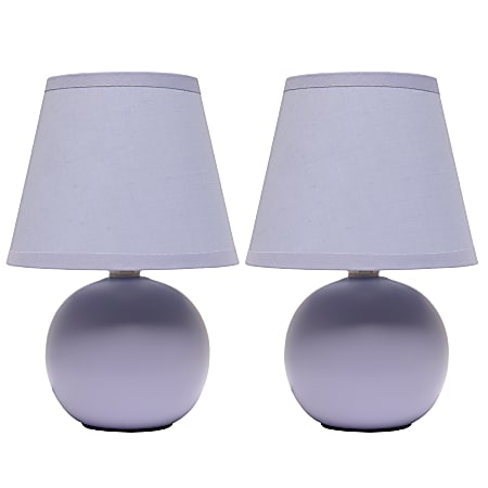 Simple Designs  Mini Ceramic Globe Table Lamp, 8.66"H, Purple, 2pk