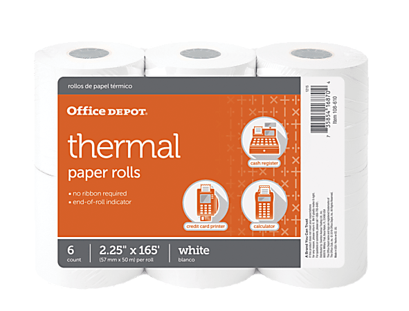 Office Depot Brand Thermal Paper Rolls 2 14 x 165 White Pack ...
