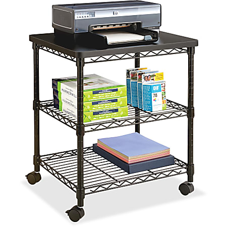 Safco Deskside Wire Machine Stand, 200 lb Load Capacity, 2 x Shelf(ves), 27"H x 24"W x 20"D, Steel, Black