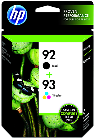 HP 92/93 Black And Tri-Color Ink Cartridges, Pack Of 2, C9513FN