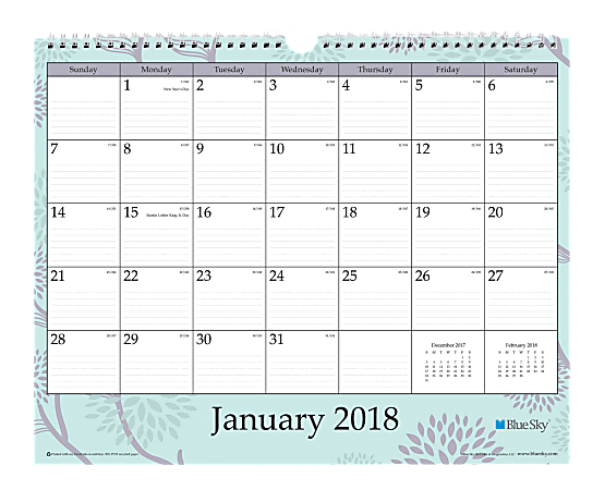 Blue Sky™ Monthly Wall Calendar, 15" x 12", 50% Recycled, Rue Du Flore, January to December 2018 (101611)