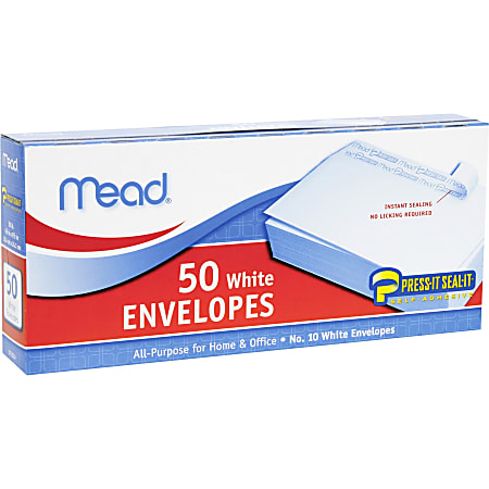 Mead Plain White Self-Seal Business Envelopes - Business