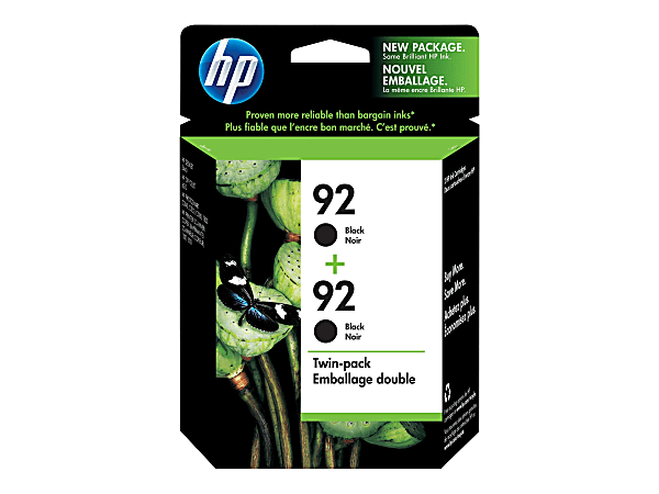 HP 92 Black Ink Cartridges, Pack Of 2, C9512FN
