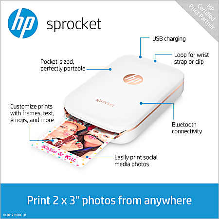 HP Sprocket X7N07A SNPRH-1603 Mobile Portable Photo Printer W soft case