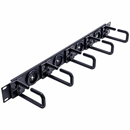 StarTech.com 1U 19" Cable Management Organizer - D Ring Hook Network/Server Rack Cord Manager - Data Center Horizontal Wire Panel - CABLMANAGERH