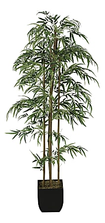 Realspace™ 6' Bamboo Plant With Metal Planter, Black/Green