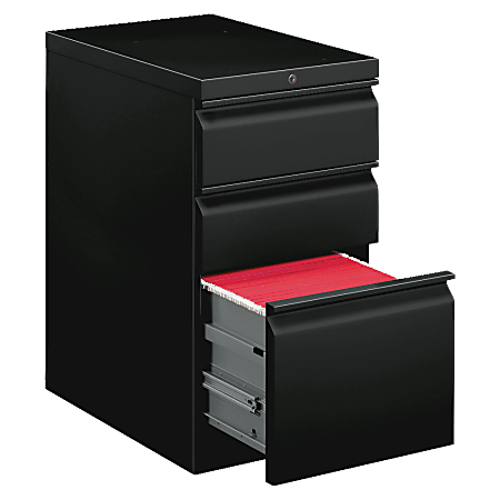 basyx by HON® 20"D Vertical 3-Drawer File Cabinet, Metal, Black