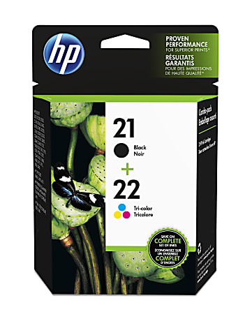 HP 21/22 Black And Tri-Color Ink Cartridges, Pack Of 2, C9509FN