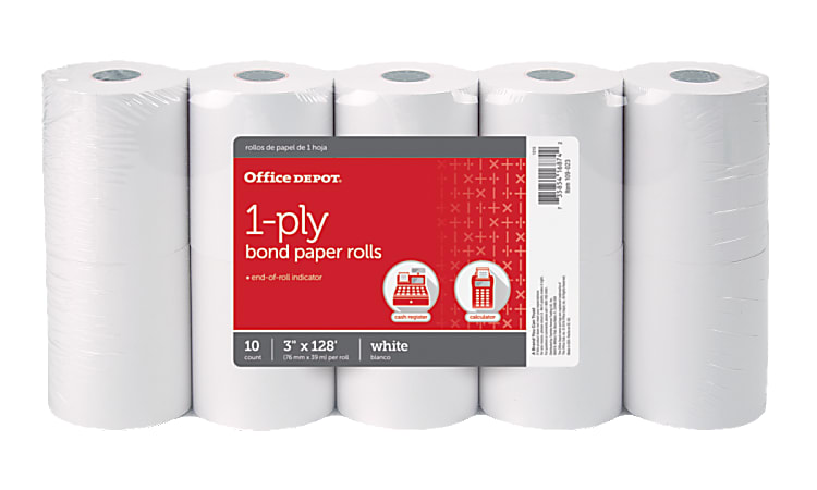 Office Depot® Brand 1-Ply Bond Paper Rolls, 3"