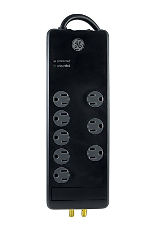 GE Pro 8-Outlet Surge Protector, 4' Cord, Black, 33666