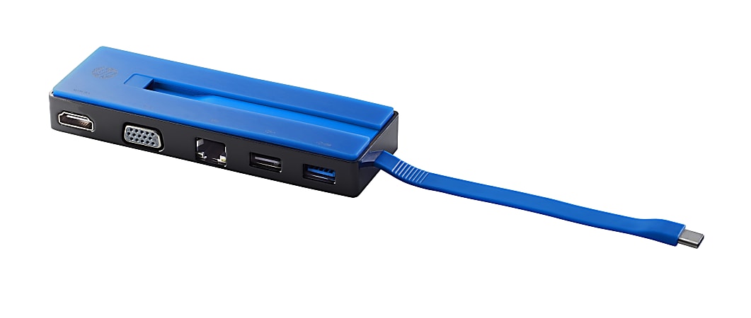 HP USB-C™ Dock, Travel, 1.4"H x 9.7"W x 4.3"D, X7W49AA#ABL