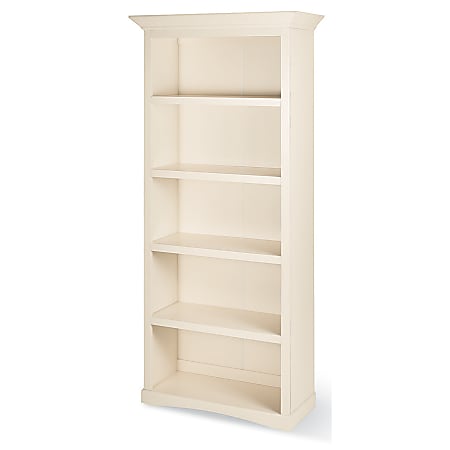 Office Depot® Brand Sandy Lane 5-Shelf Bookcase, 76 15/16"H x 33 1/8"W x 14 3/4"D, Cream