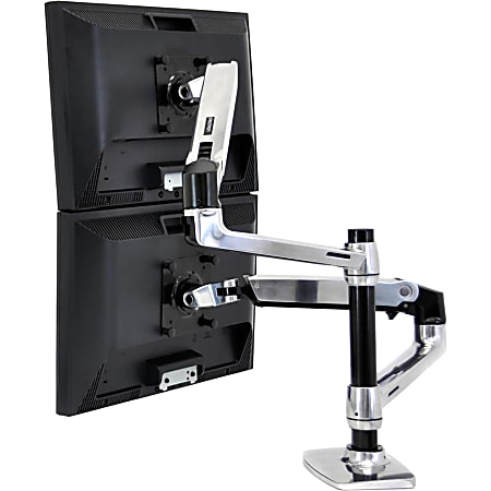 Ergotron LX Dual Monitor Stacking Arm SilverBlack - Office Depot