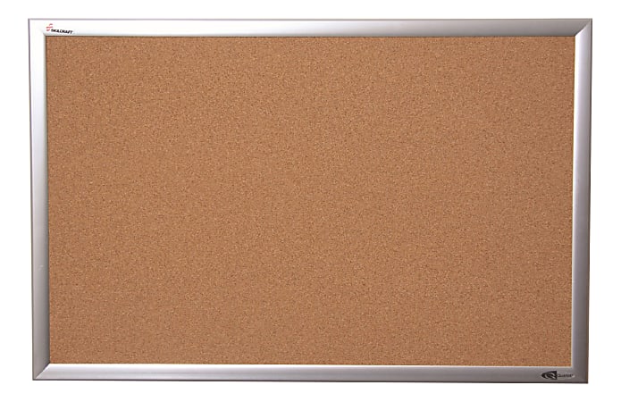 SKILCRAFT® Cork Bulletin Board, 18" x 24", Aluminum Frame With Silver Finish (AbilityOne 7195 01 484 0007)