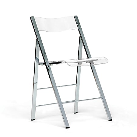 Baxton Studio Acrylic Folding Chair, 31 1/2"H x 17 1/2"W x 19"D, Clear, Set Of 2