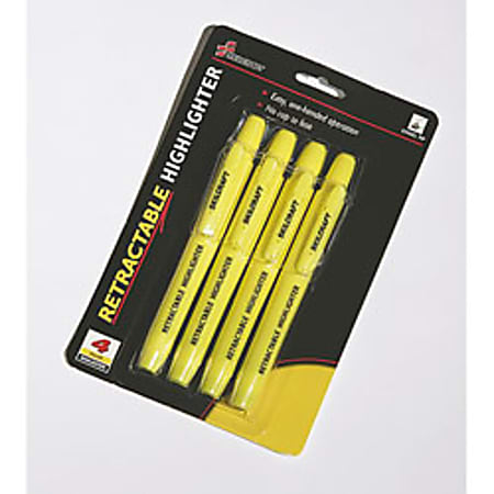 Retractable Chisel-Tip Highlighters, Yellow (AbilityOne 7520-01-554-8209)