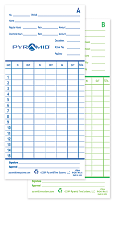 Pyramid Time Systems - Authentic Time Cards (42415)  - 42415