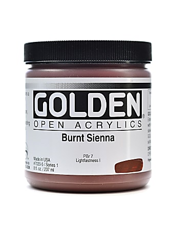 Golden OPEN Acrylic Paint, 8 Oz Jar, Burnt Sienna