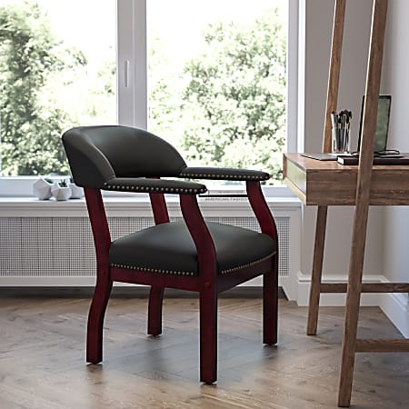 Flash Furniture Leathersoft Conference Chair with Accent Nail Trim, Black