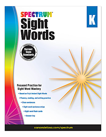 Spectrum Sight Words, Kindergarten