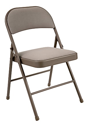 Realspace® Upholstered Padded Folding Chair, Tan