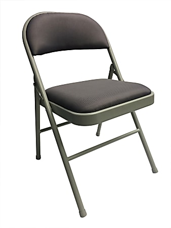 Realspace® Upholstered Padded Folding Chair, Gray