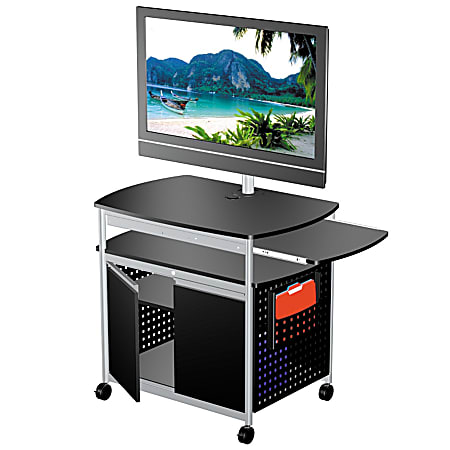 Safco® Scoot™ Mobile Audio/Visual Cart, With Cabinet, Black