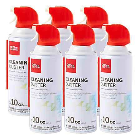 Office Depot® Brand Cleaning Duster Canned Air, 10 Oz, Pack of 6