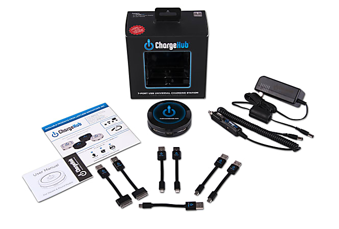 Chargehub™ 7-Port Charging Station, Round, Black