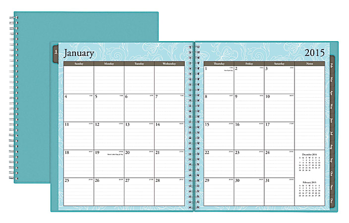 Blue Sky™ Wire-O Monthly Planner, 8" x 10", 50% Recycled, January–December 2015