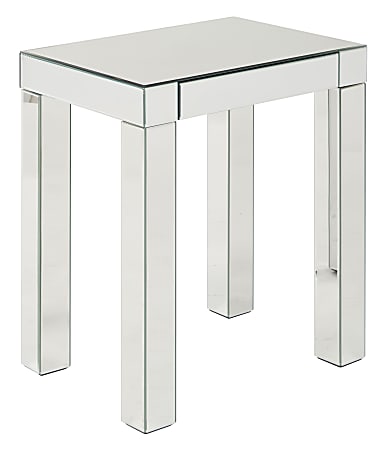 Ave Six Reflections Table, Accent, Rectangular, Silver Mirror