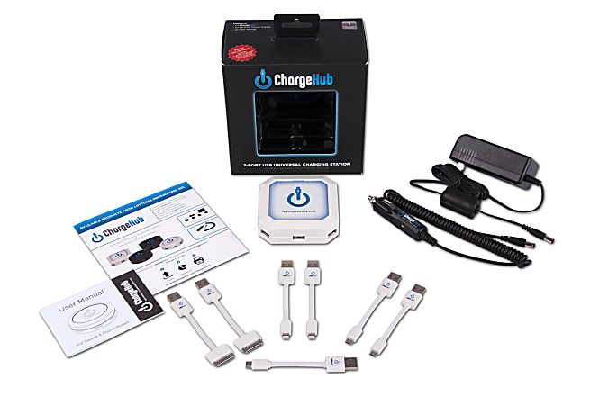 Chargehub™ 7-Port Charging Station, Square, White